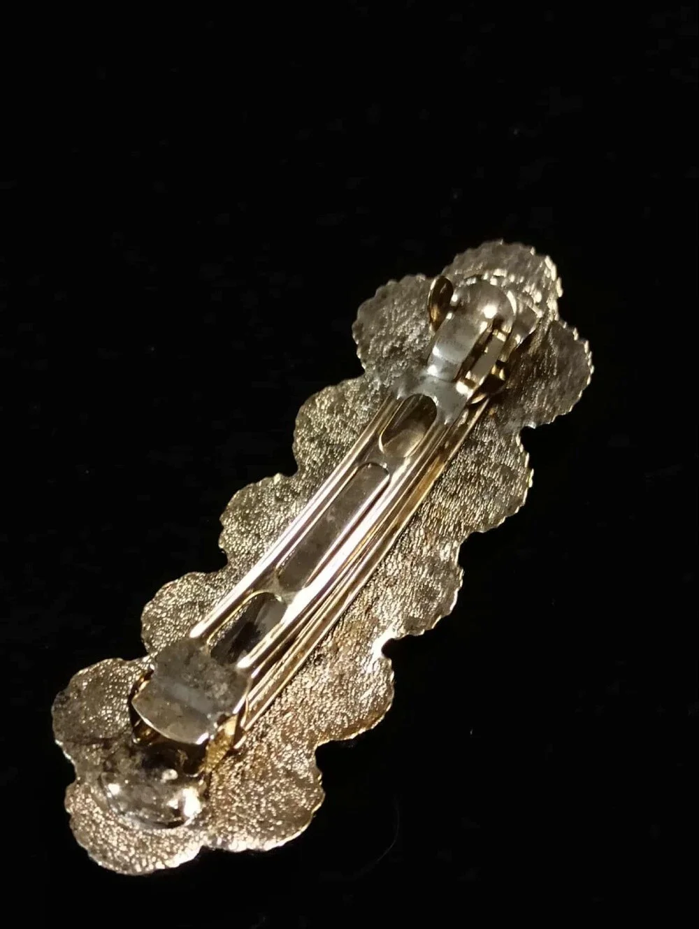 Vintage 80's Pale Gold Floral Metal Barrette Hair Clip